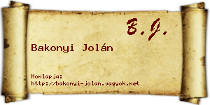 Bakonyi Jolán névjegykártya