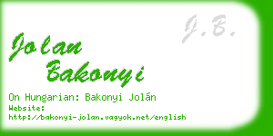 jolan bakonyi business card